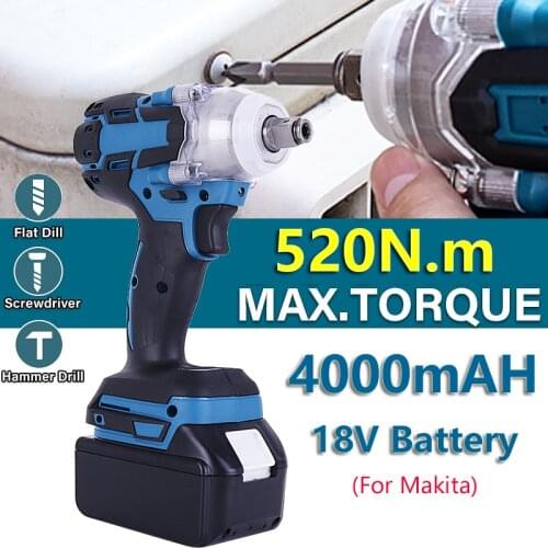 JUNEFOR Electric Screwdriver Wrench For makita 18V Battery Drill Impact Wrench Brushless Torque Wrench Electric Power Tools