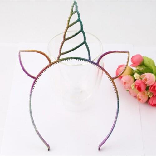 1Pc Unicorn Head Hoop Princess Birthday Party Hat Cap Carnival Unicorn Band Event Party Supplies Hat Girls Headdress Dance Party