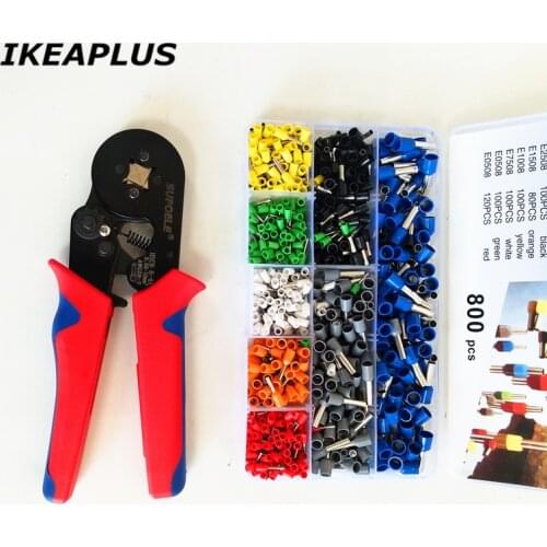 HSC8 6-4A ferrule Crimping Pliers 0.25-10MM² wire crimper tool Wire Stripper Hand Ferrule Crimp set Plier KIT With 800 Terminals