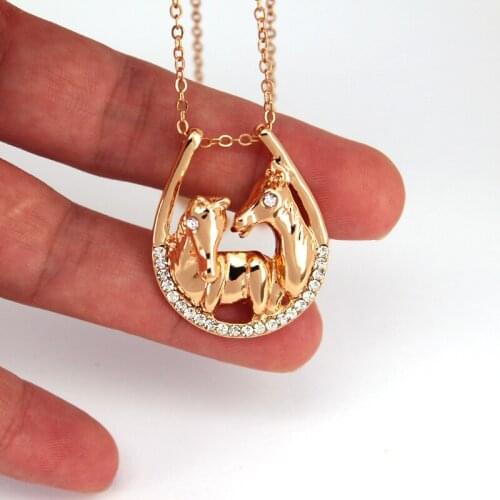 Hzew two love horse pendant necklaces sweetheart horse necklace for sweetheart girlfriend gfit