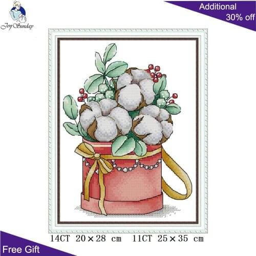 Joy Sunday Winter Bouquet H883 14CT 11CT Counted and Stamped Home Decor Flowers Needlepoint Embroidery DIY Cross Stitch kits