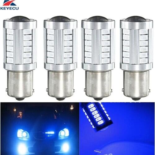KEYECU 4x 1156 1157 12V 5630 33-SMD 1200Lums 6500K Super Bright Blue LED Turn Tail Brake Stop Signal Light Lamp Bulb