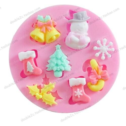 Bells, Socks, Christmas tree Shape Silicone Molds For Fondant Cake Decorations,8pc,Christmas Cake Decoraion Tools,Bakeware Tools
