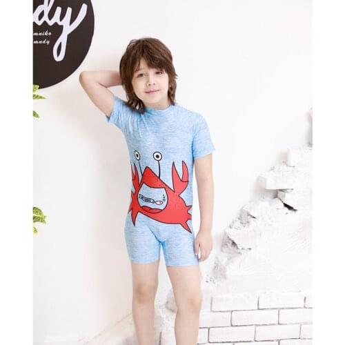 Swimsuit childrens spf50 + childrens one piece swimsuit boy animal print baby boy swimsuit hooded swimming pool surfing beach