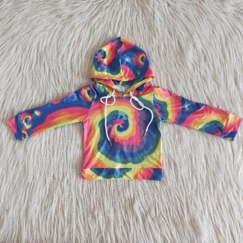 2021 Spring Summer Autumn Girls Fashion Tie Dye Hooded Jacket Baby Kids Children Sweet Coat