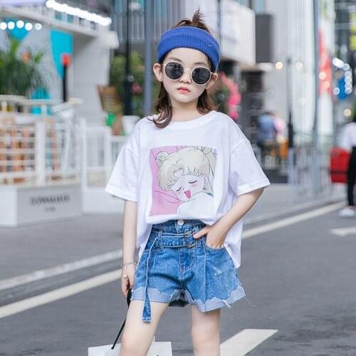 Summer Girl T-shirts Cartoon Printed Short Sleeve Tops For Girl Kids Clothing 4 5 6 7 8 9 10 Years Children Tshirts Girl Tees