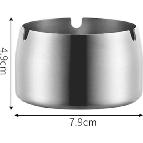 Stainless Steel Frosted Ashtray Round Durable Protable Ash Tray Coverless Desktop Tobacco Bowl Home Drop-resistant Ash Holder