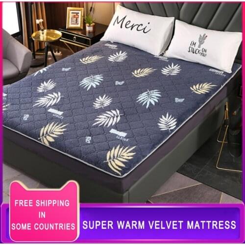 6cm Thick Flannel Warm Velvet Non-Slip Mattress King Queen Full Twin Size Infilling Bed Home Furniture For Student Dormitory
