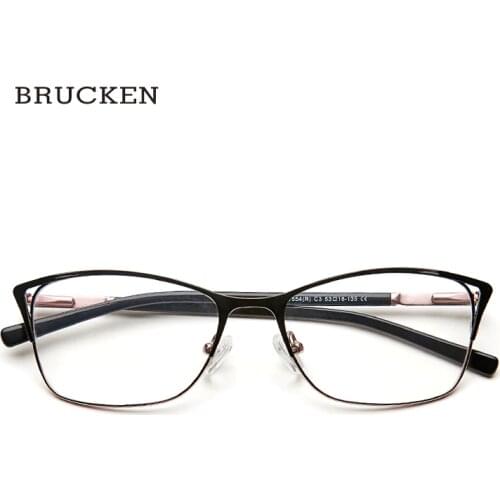 Metal Eyeglasses Frame Women Cat Eye Glasse Clear Vintage Transparent Prescription Myopia Woman Glasses Optical Frames#TWM7554C3