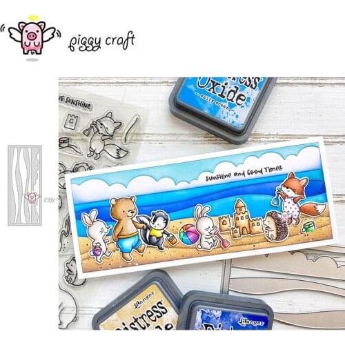 Piggy Craft metal cutting dies cut die mold Wavy seaside frame Scrapbook paper craft knife mould blade punch stencils dies