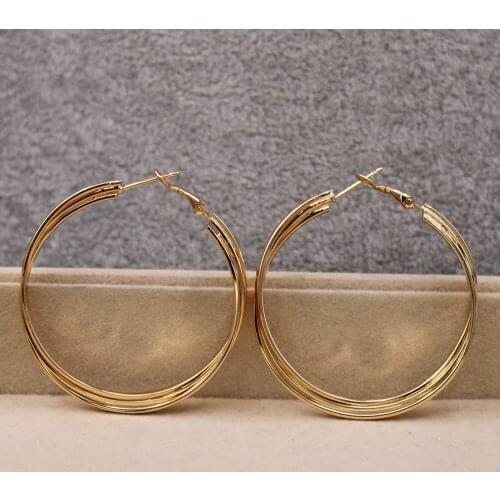 Trendy Fashion Round hip hop Rock Hoop Earrings for Womens Gold Plated Circle Earrings Fashion Jewelry Accessories wedding
