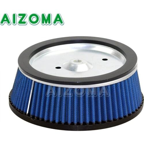 Motorcycle Air Filter Blue Round High-Flow Air Cleaner For Harley Dyna Softail Ultra Classic Electra Road King Road Glide