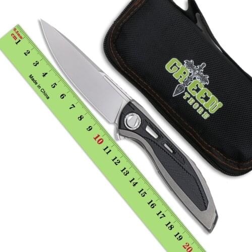 Green Thorn Neon Tactical Folding Knife D2 Blade TC4 Titanium + G10 3D Handle Outdoor Hunting Pocket Fruit EDC Camping Tools