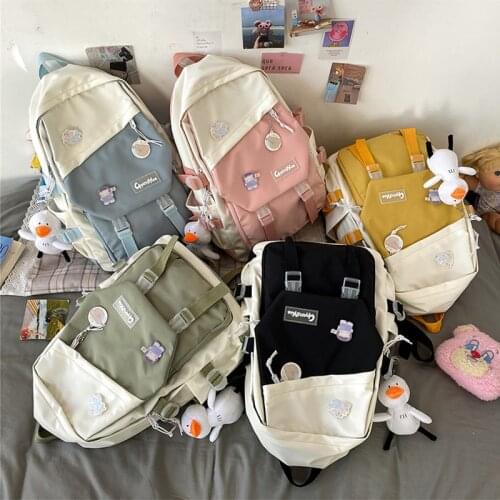 2021 New Fashion Preppy Style Women Backpack School Kawaii Backpacks for Teenage Gilrs Large Capacity Travel Backpack Sac A Dos