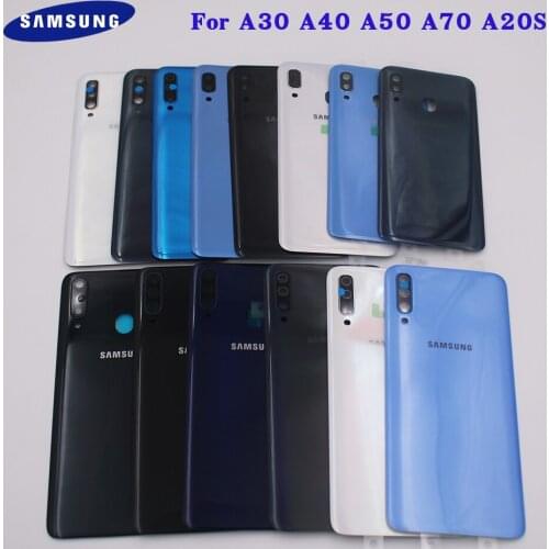 For Samsung Galaxy A20S A30 A40 A50 A70 Housing Cover Plastic Rear Door Phone Back Replacement Repair Parts + Camera Lens & Logo