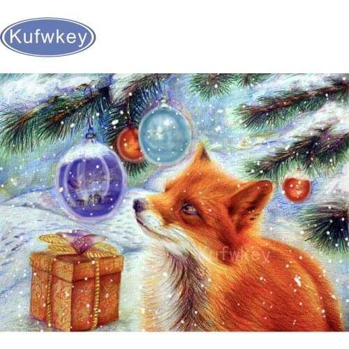 Full Square Diamond Embroidery resin 5D DIY Diamond Painting cross stitch kits Christmas Foxes Toys Painting Art Animals photo