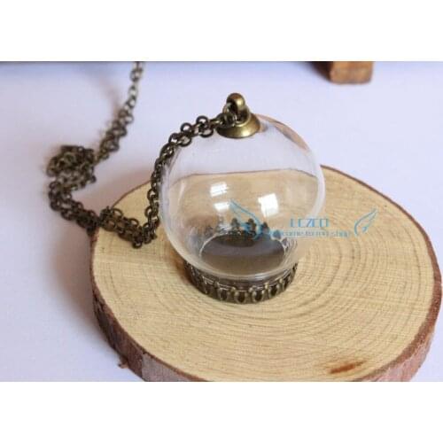 Transparent 20mm opening glass globe vials necklace pendant, glass bottles, come with bronze base&cap kit