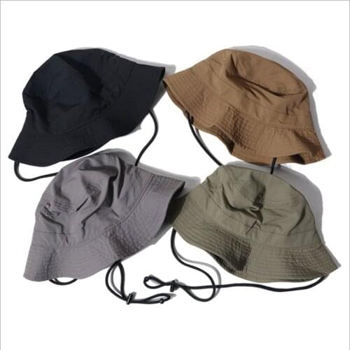 WZCX Korean Version Collapsible FishermanS Hat Solid Color Shading Drawstring Unisex Summer Basin Cap Women Hat