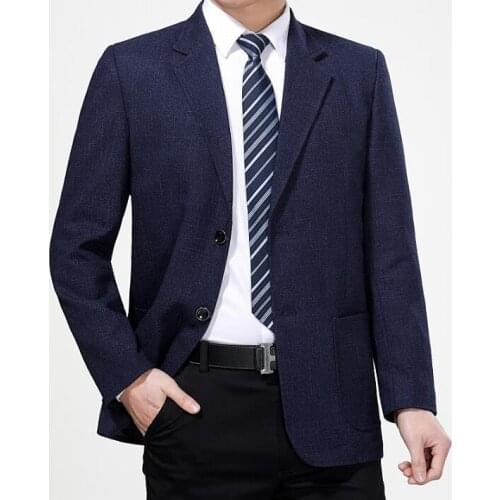 Blue business mens suit Middle-aged jacket men casual blazer masculino slim coats man casaco jaqueta masculina spring autumn
