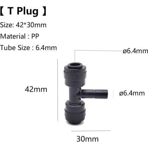Slip Lock Fitting 1/4"O.D Tube T Plug Adapter RO Water System Quick Connection Plastic Parts 50 Pcs