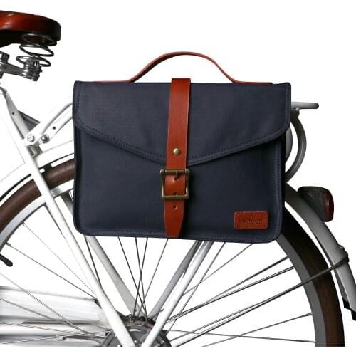 Tourbon Retro Canvas Bike Rear Seat Pannier Bag Bicycle Front Tube Pouch City Tote Cycling Water Repellent Handle Briefcase