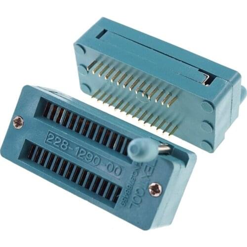 Test Tool IC DIP ZIF ZIP Socket 28 Pin Pitch 2.0 mm Press-Fit Dual Row Spacing 10.16 mm 0.4" 2x14 28 Position Grid