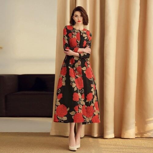 New Elegant Print Long Trench Coat Women Fashion Outwear Coat 2020 Spring Autumn O-neck Big Swing Female Overcoat