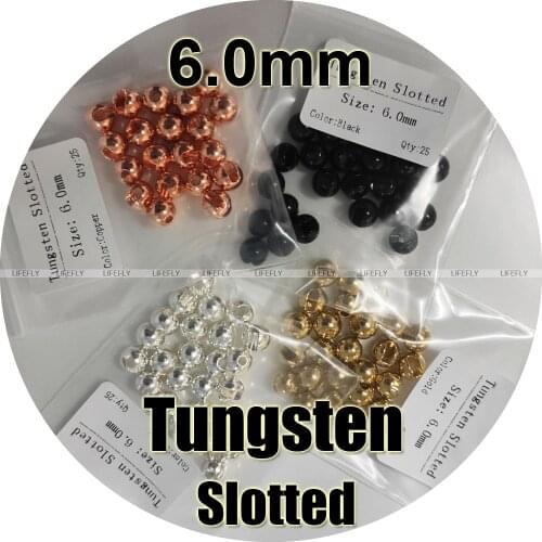 Pick Color / 6.0mm, 25 Slotted Tungsten Beads, Fly Tying, Fishing