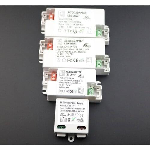 High Quality DC 12V 6W/15W/30W/36W/60W Power Supply LED Driver Adapter Transformer Switch For LED Strip LED Light Bulb