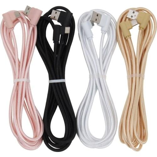 90 Degree Nylon Braided Charging Micro USB Cable Fast Charging USB Type C Cable for Iphone 8 XS Samsung Charger Cable 200pcs/lot