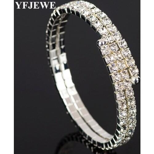 YFJEWE Fashion Crystal Belly dance hand armlessly bridal jewelry bracelet bridal accessories full rhinestone bracelet women B032