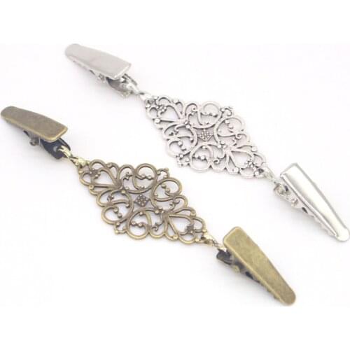 1pc Gold Silver Color Duck Clips Flexible Beaded Pearl Pin Brooch Shawl Shirt Sweater Cardigan Collar Clip Buckles Clothing