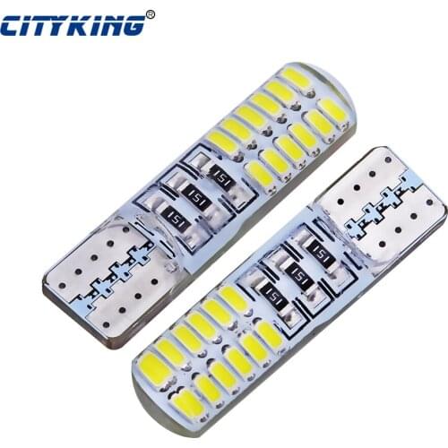 10pcs New Car LED T10 194 W5W Canbus t10 24SMD 3014 led t10 w5w Silicone shell t10 24LED auto Side Wedge Lamp Parking Bulb