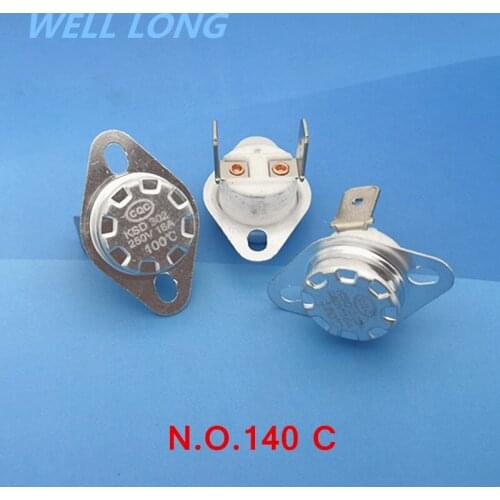 10 pcs/lot) Normally Open Thermostat, Temperature Switch, NO 140 Celsius KSD301 16A 250V