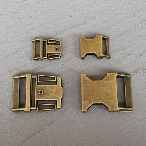 100 Pcs 15/20/25mm Metal Buckle Side Bronze Release Curved Belt Buckle for Bag DIY Paracord Buckles Bracelet Trinket Bracelet
