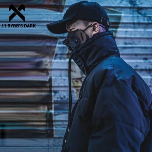 11 BYBBS DARK Creative Neckline Cargo Parkas Jackets Mens Hip Hop Streetwear Padded Jacket Harajuku Loose Parka Coats Techwear