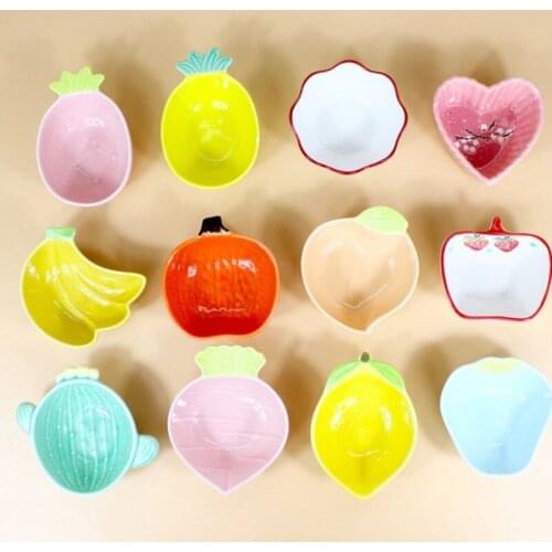 2pcs/set Ceramic Creative Fruit Shape Dish Kitchen Multifuctional Sauce Seasoned Dish Dried Nuts Plate Dinnerware Tableware