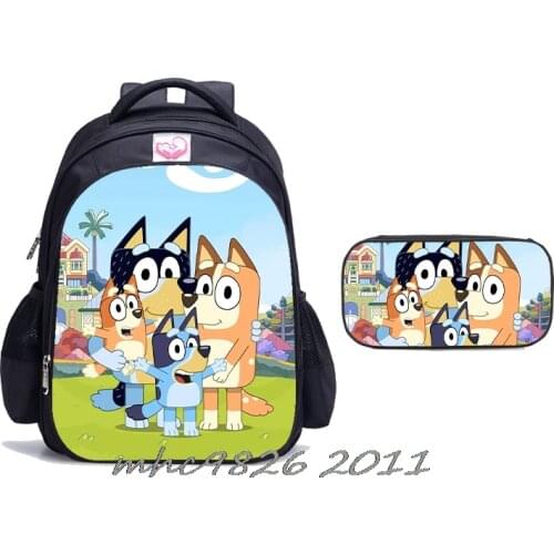 2 Pcs Set Boys Kids Schoolbag bingo bluey Princess Bookbag For Girls Cartoon Backpack For Primary school Disney