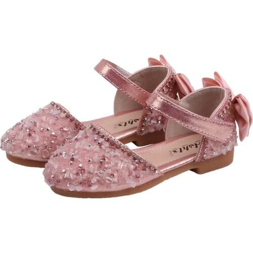 2020New Kids Shoes girls princess shoes Sandal Rhineston baby Girls Leather Shoes Performance dancing shoes Pink Silver Black