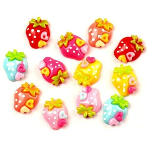 50Pcs Mixed Resin Strawberry Cabochon Flatback Embellishments Decoration Crafts Embellishments For Scrapbooking Diy Accessories
