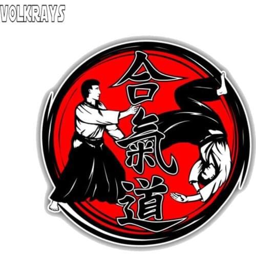 Volkrays Creative Car Sticker Aikido Hieroglyph Fighters Accessories Waterproof PVC Decal for Motorcycle HondaCrv Yeti,13cm*13cm