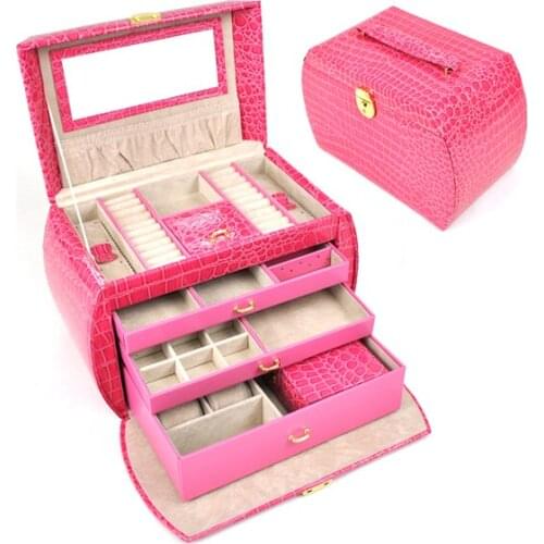 Free Shipping pendants Gift Leather Jewelry Boxes Cases Display gift box28.5x16x19cm rose red color 201348