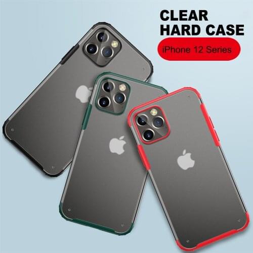Phone Case for iPhone 12 Pro Max Capa Anti-Knock Soft TPU Silicone Frame Matte Transparent Hard Cover for iPhone 12 Mini Coque