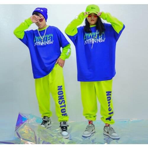 ChildrenS Jazz Dance Costumes Girls Loose Sweaters Hiphop Pants Boys Ballroom Hip Hop Dancing Clothes Street Dance Wear DQS5555