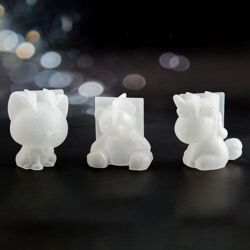 Transparent Unicorn Silicone Epoxy Resin Molds Geometry Bear Rabbit Mould Animal Aromatherapy Candle Making Form Decoration Tool
