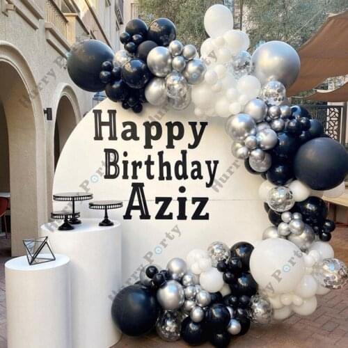 153pcs Black White Balloons Garland Silver Confetti Balloon Arch for Baby Shower Birthday Wedding Party Decoration Supplies