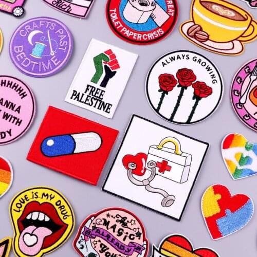 Cartoon Patch DIY Embroidery Patches For Clothing Stripes Badge Capsule Patches For Clothes Iron On Patch On Clothes Accessories
