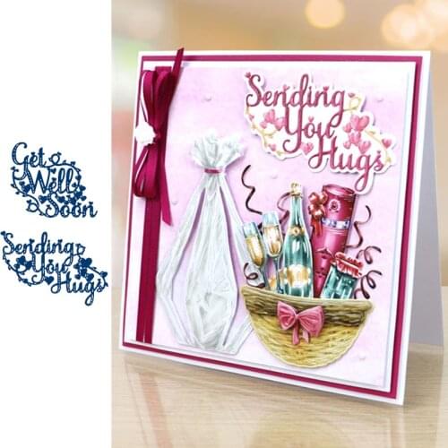 Word Get Well Soon Sending You Hugs Metal Cutting Dies for Scrapbooking and Card Making Craft 2019 New die cuts