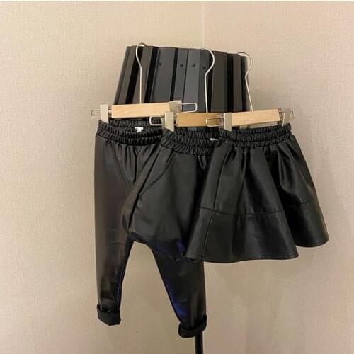 2020 new style girls pu leather long pants cotton autumn winter fashion girls pants 1-6t YT11