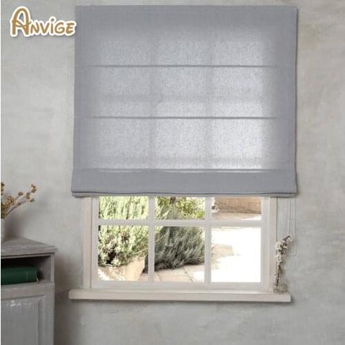 New Arrival Modern Cotton/Linen Cloth Custom Roman Shades Washable Roman Blinds,Flat and Fold With Cords